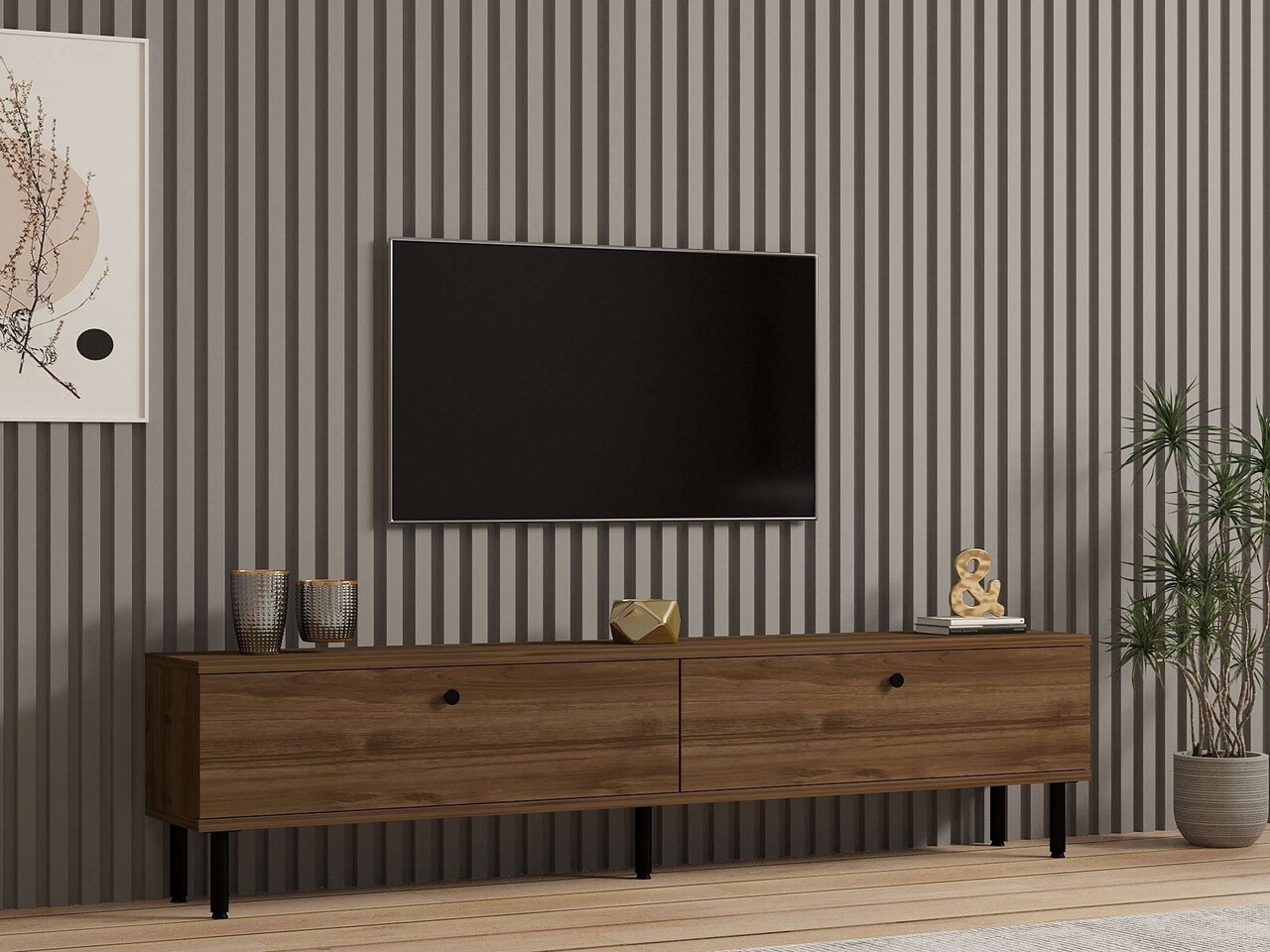 Comoda TV, Hanah Home, Nantes, 160x37x25 cm, PAL, Maro - imagine 7